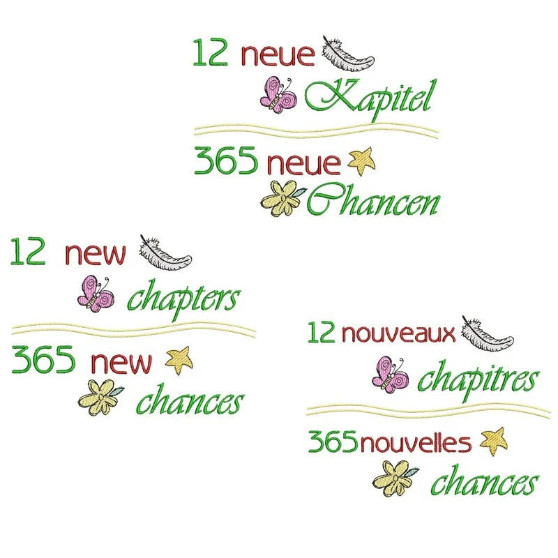 Stickdatei Spruch Neue Chancen