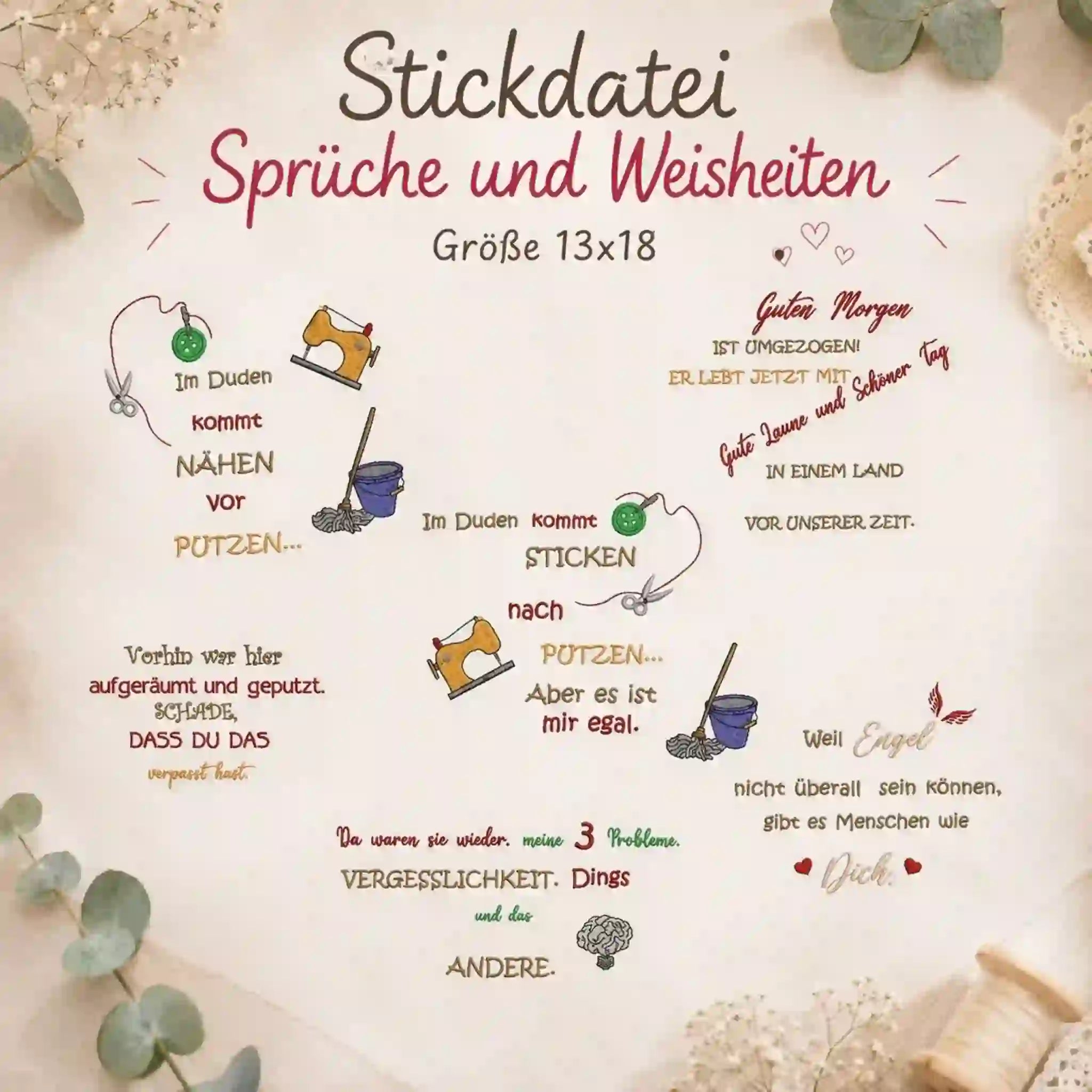 Stickdatei Sprüche und Weisheiten