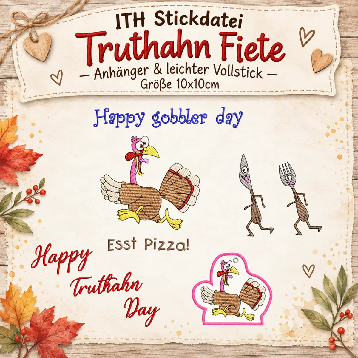 ITH Stickdatei Truthahn Fiete