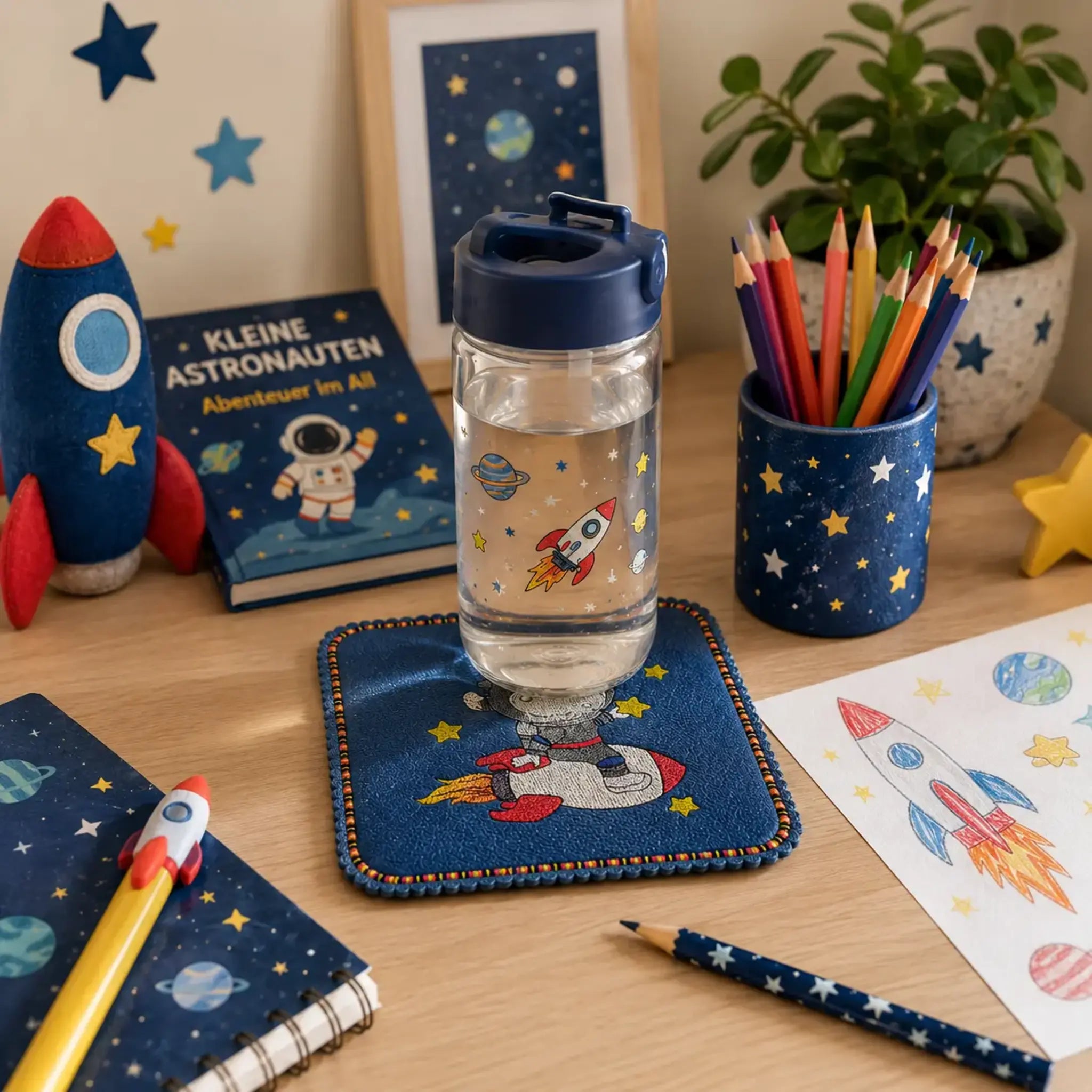 Stickdatei und Applikation Astronaut – Vollstick & Doodle-Appli