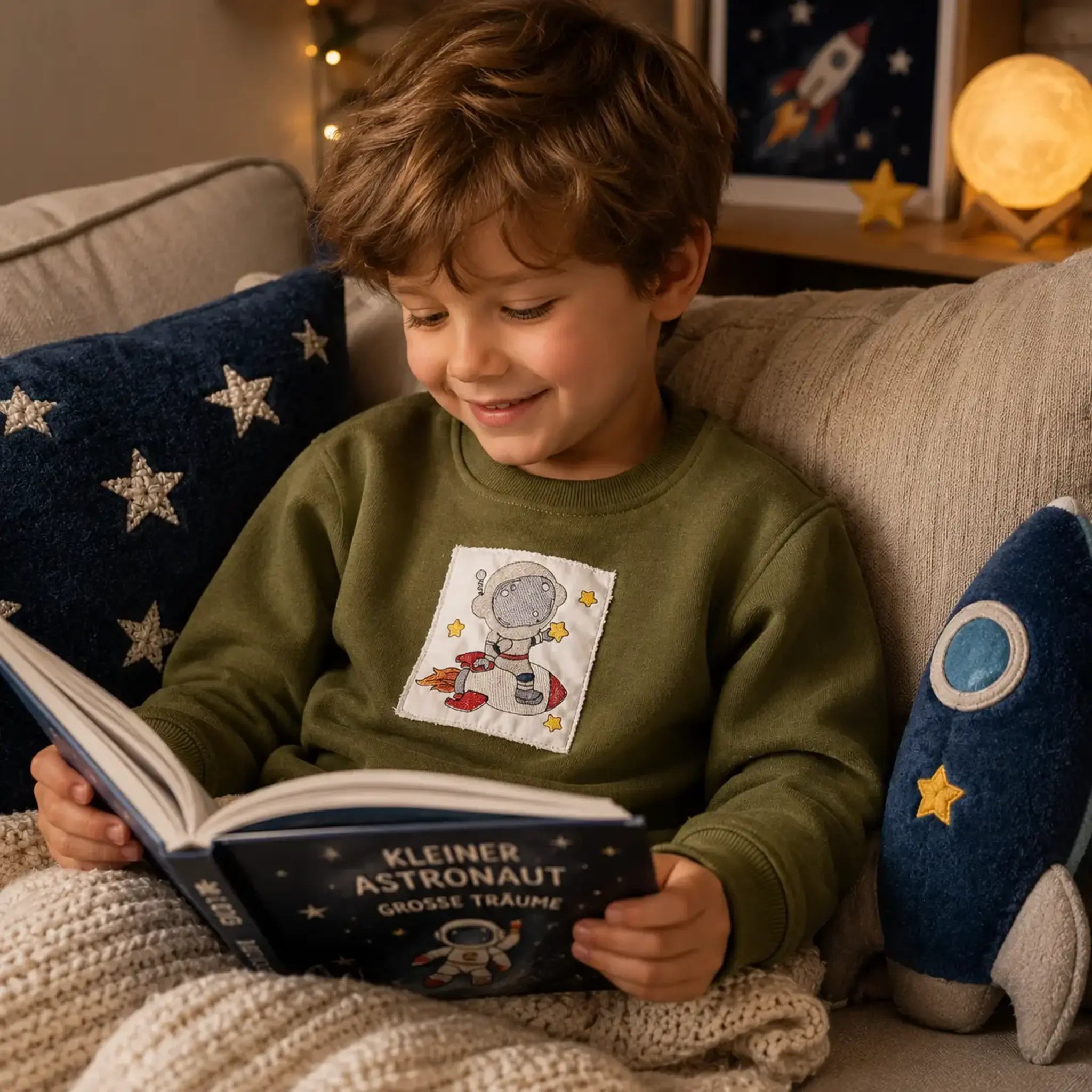Stickdatei und Applikation Astronaut – Vollstick & Doodle-Appli