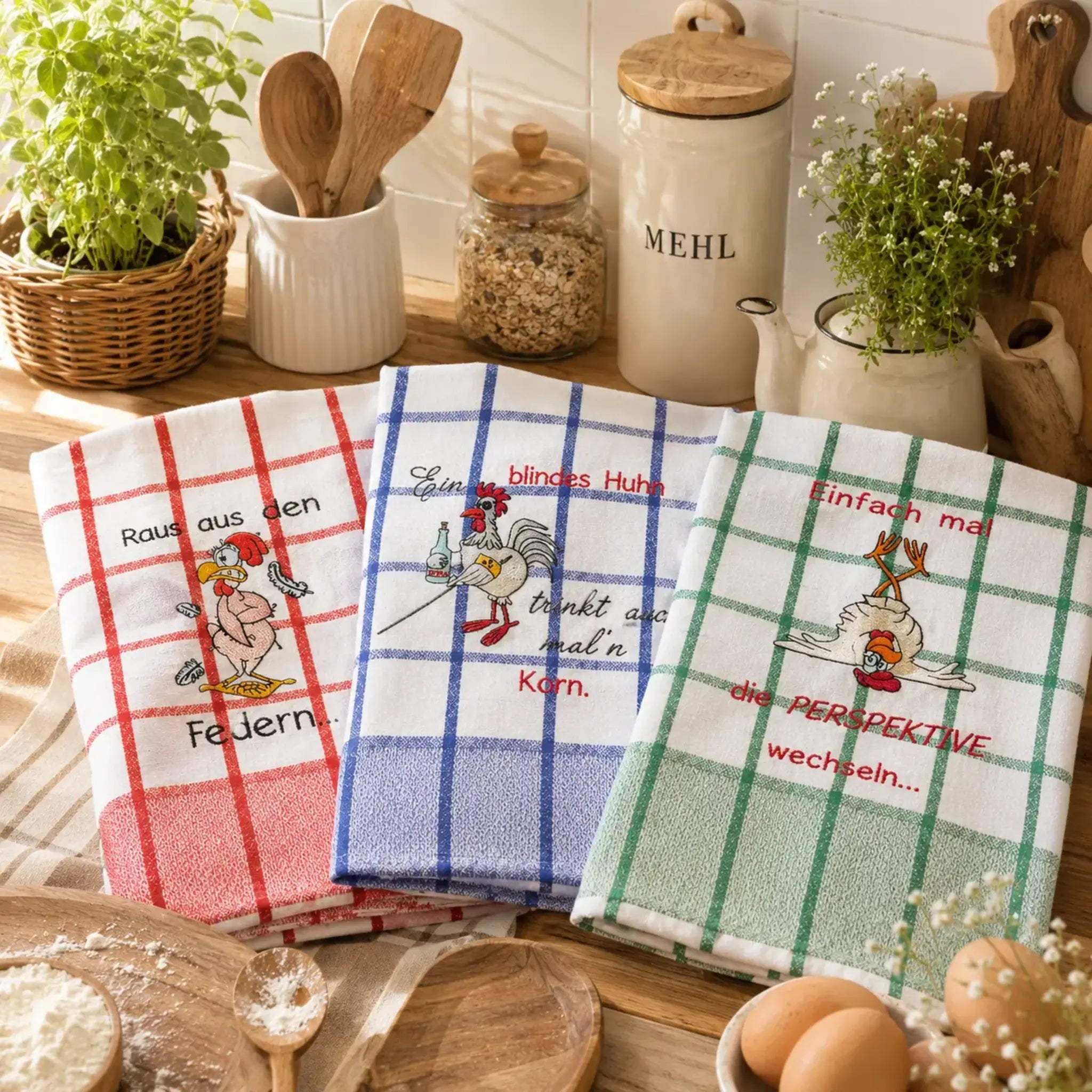 Stickdatei Verrückte Hühner – 3 witzige Designs