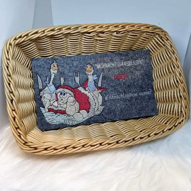 Stickdatei Weihnachtsgänse mit Spruch von stiXXie by lajana