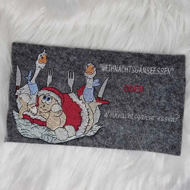 Stickdatei Weihnachtsgänse mit Spruch von stiXXie by lajana