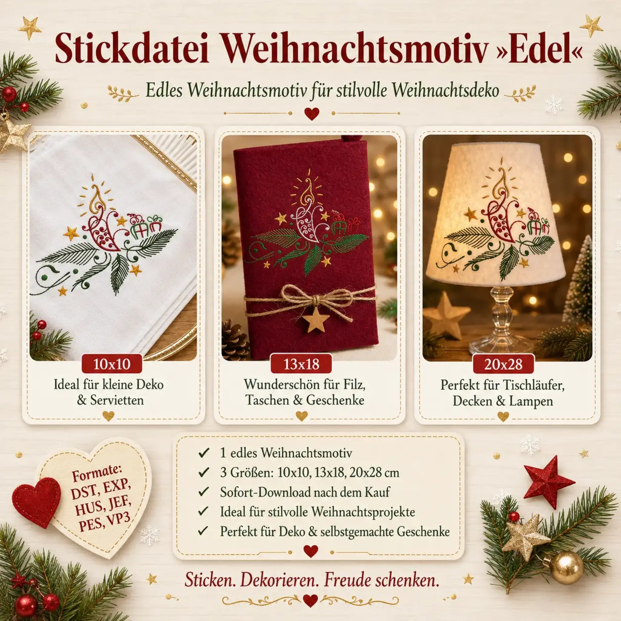 Stickdatei Weihnachtsmotiv »Edel«
