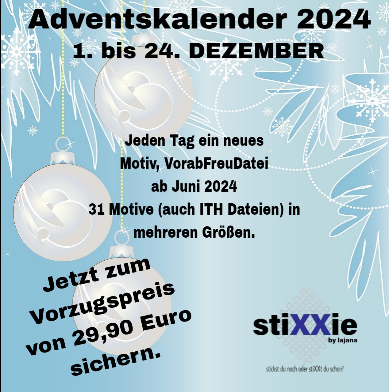 Stickdateien Adventskalender 2024 von stiXXie by lajana