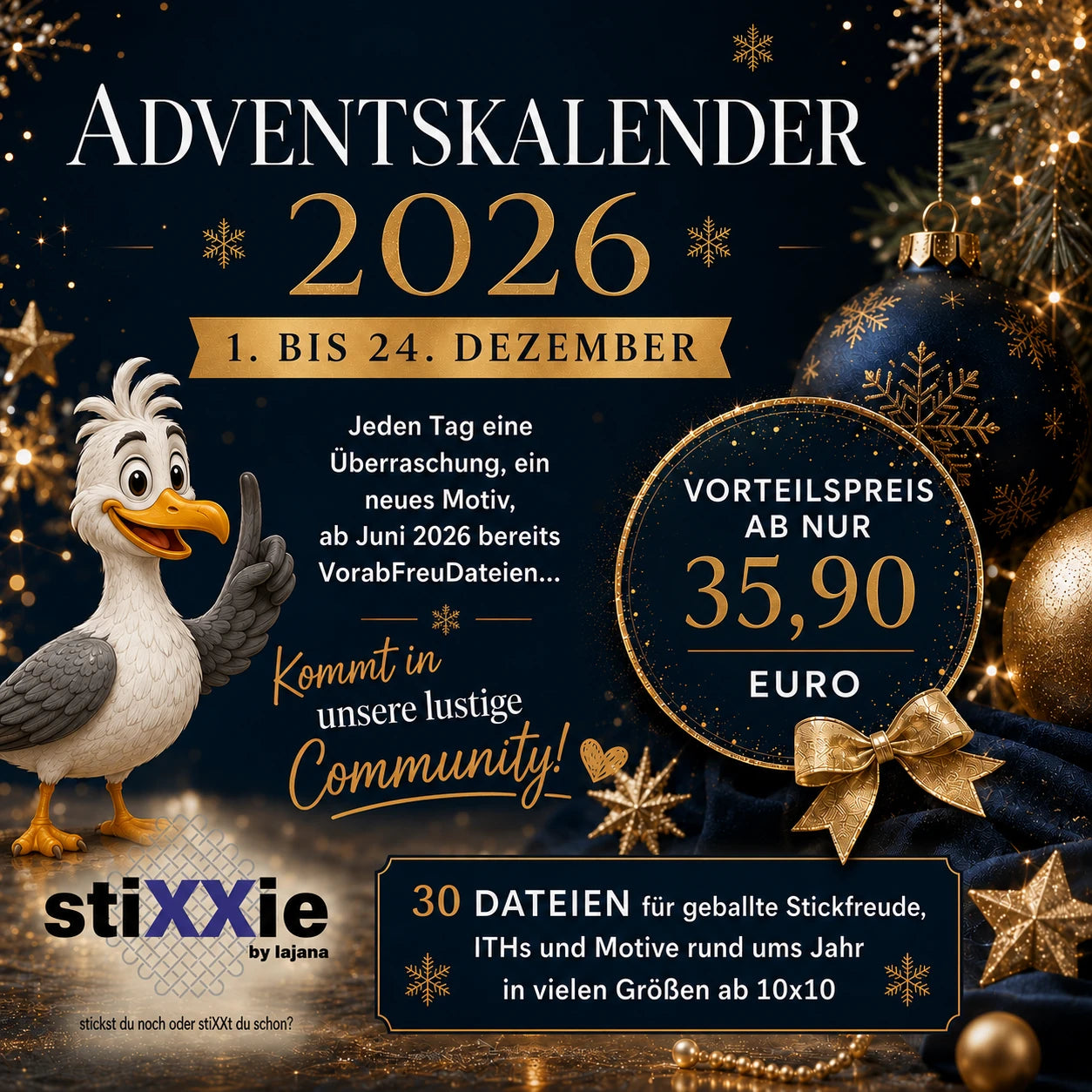 Stickdateien Adventskalender 2026 – Exklusive Überraschungen