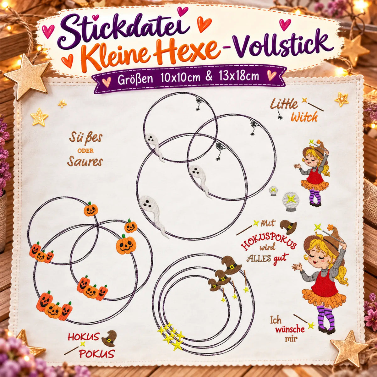 Stickdatei Hexe Set Vollstick 16-tlg.