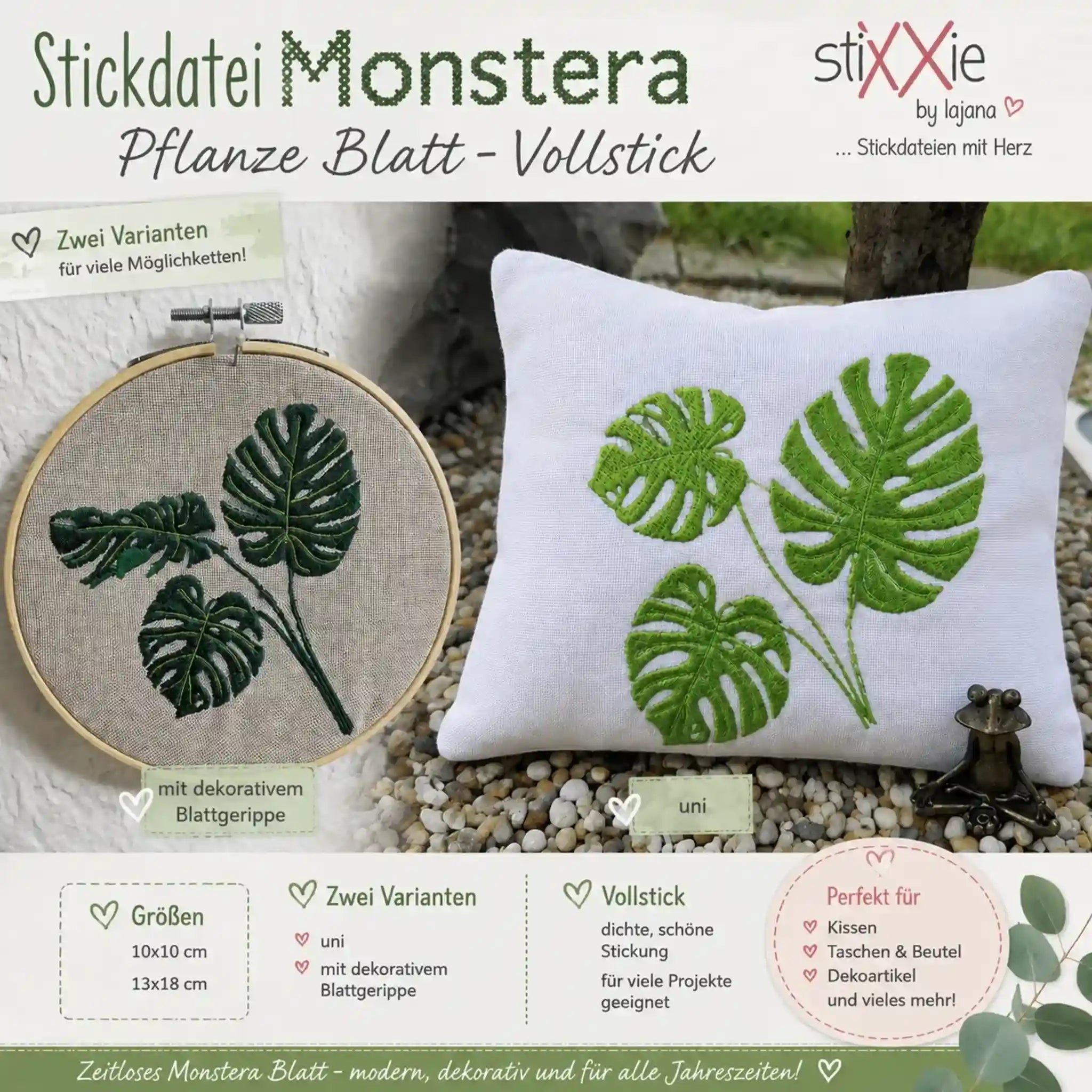 Stickdatei Monstera Blumen Blatt