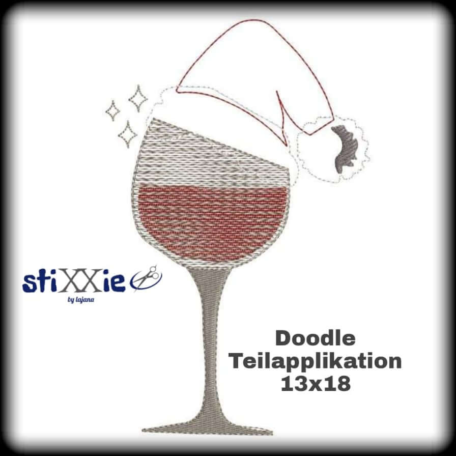 Stickdatei Weinglas - Doodle Appli von stiXXie by lajana