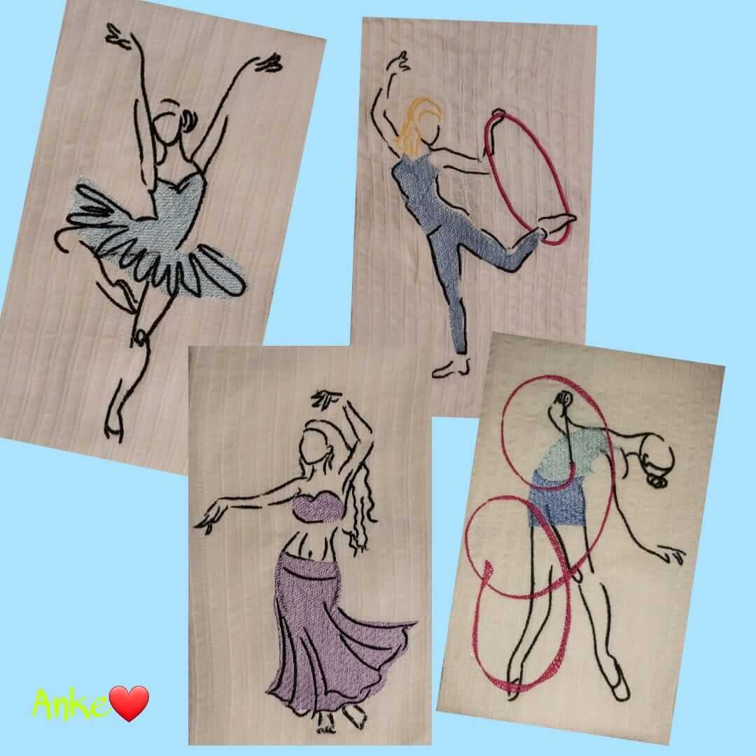 Stickdatei Tanzen mit Sprüchen von stiXXie by lajana