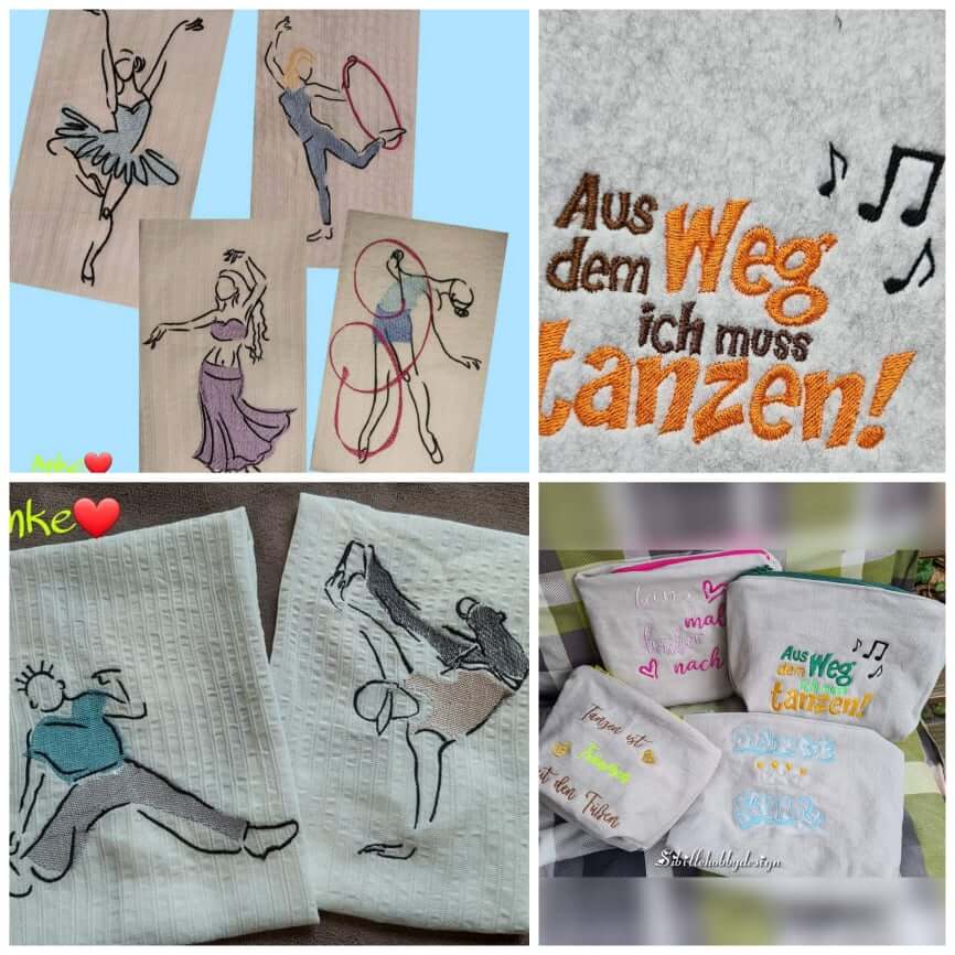 Stickdatei Tanzen mit Sprüchen von stiXXie by lajana