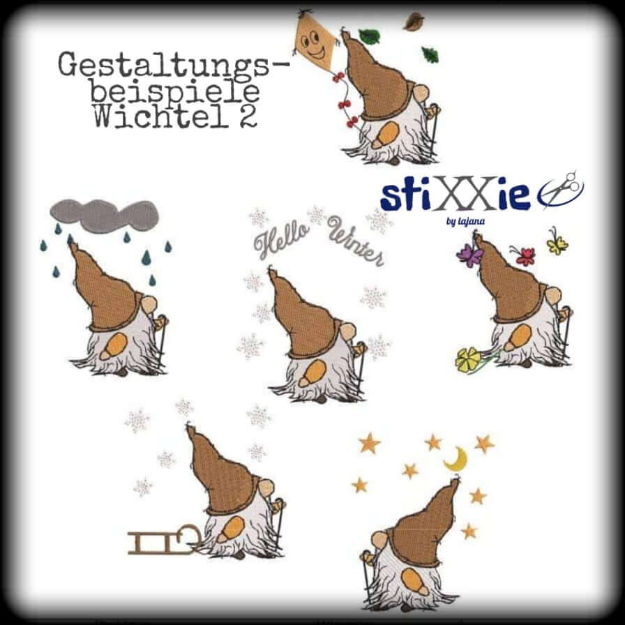 Stickdatei Wichtel Baukasten Set von stiXXie by lajana