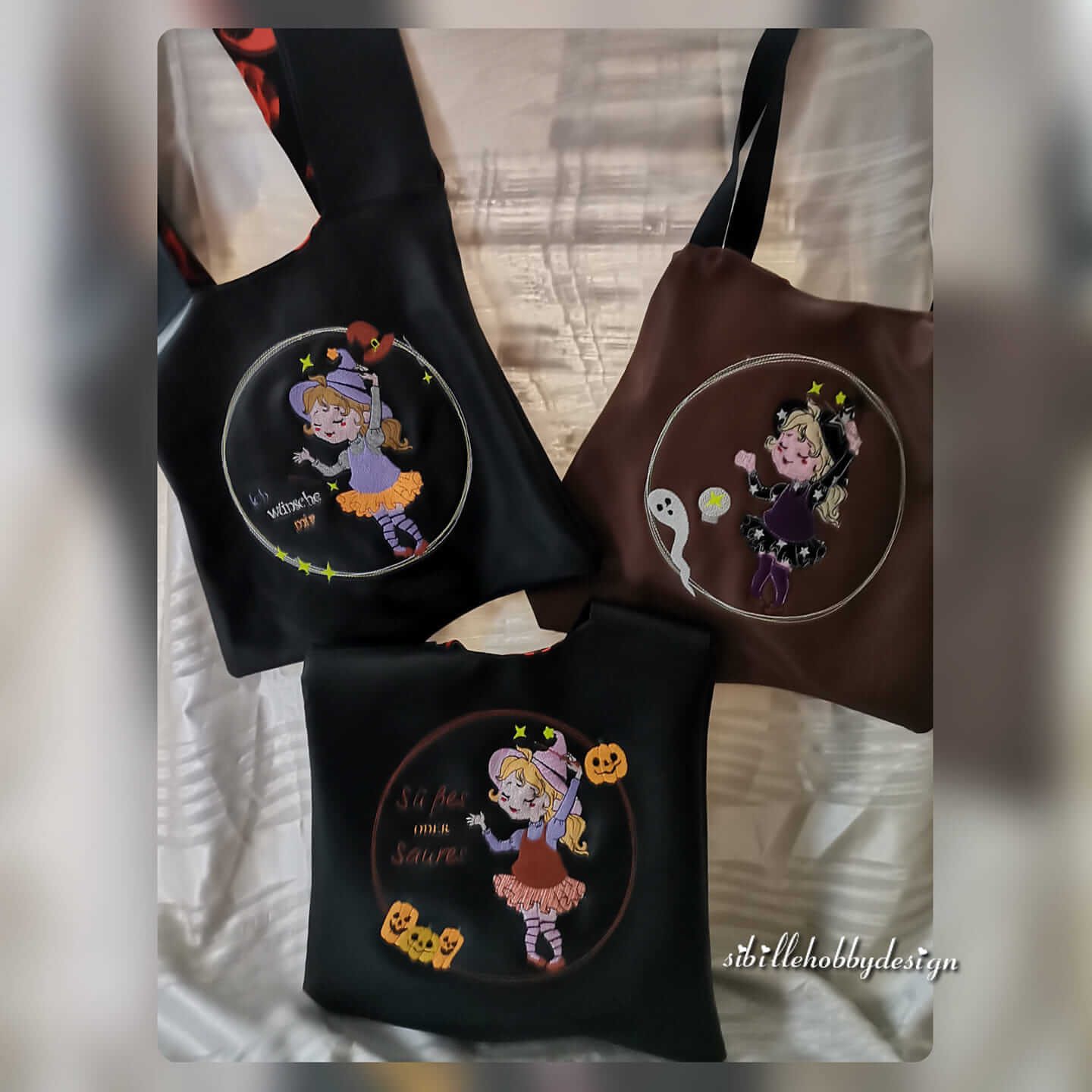 Stickdatei Kleine Hexe Doodle Applikation Set von stiXXie by lajana