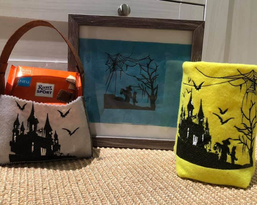 Stickdatei Gruselschloss im Scherenschnitt-Stil von stiXXie by lajana