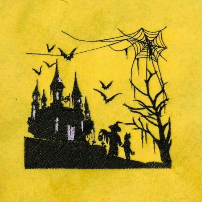 Stickdatei Gruselschloss im Scherenschnitt-Stil von stiXXie by lajana