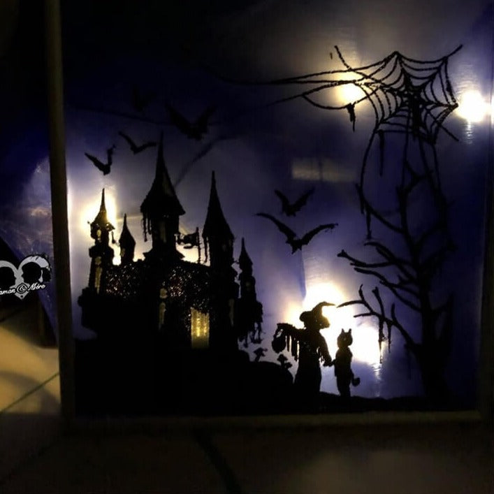 Stickdatei Gruselschloss im Scherenschnitt-Stil von stiXXie by lajana