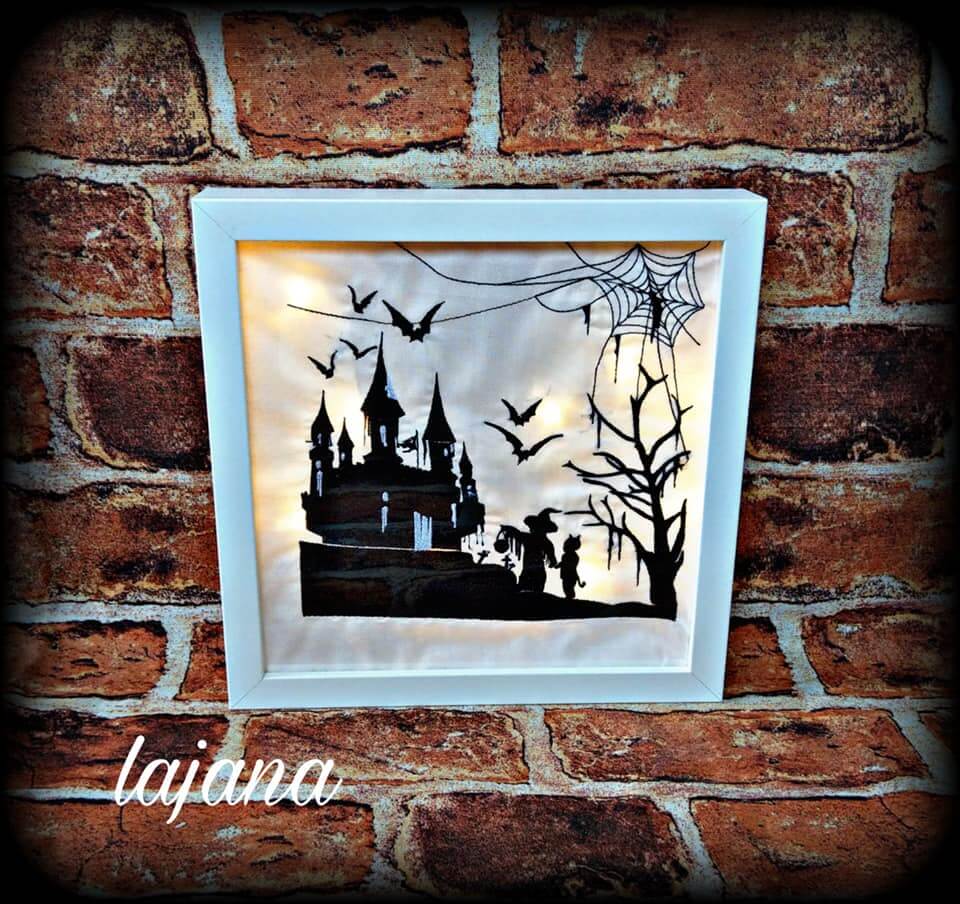 Stickdatei Gruselschloss im Scherenschnitt-Stil von stiXXie by lajana