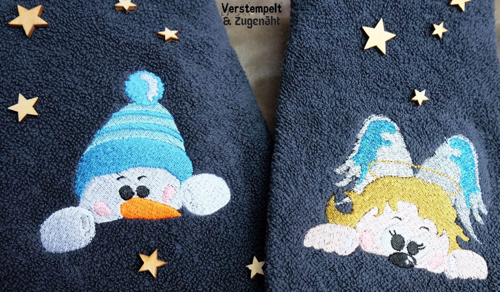Stickdatei Schneemann und Engel von stiXXie by lajana