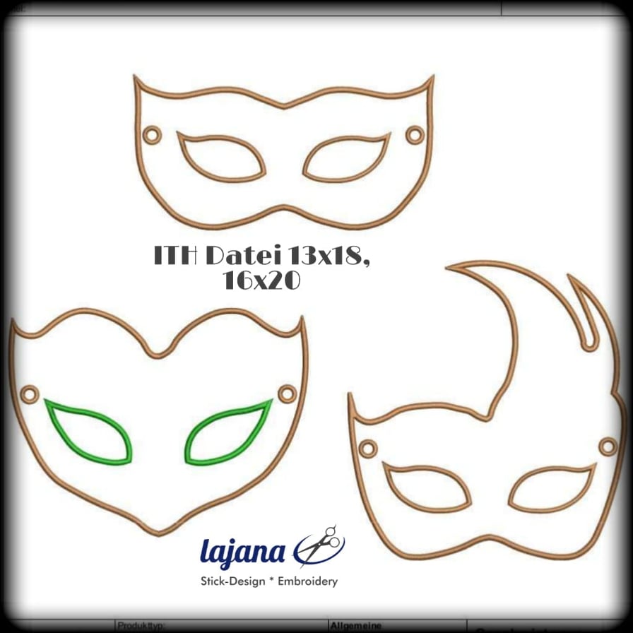 ITH Stickdatei Party Masken von stiXXie by lajana