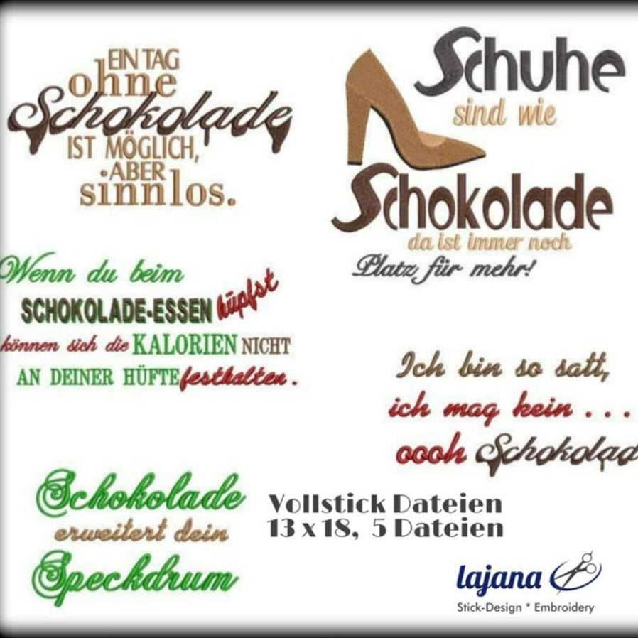 Stickdatei Sprüche Schokolade Mega Set von stiXXie by lajana