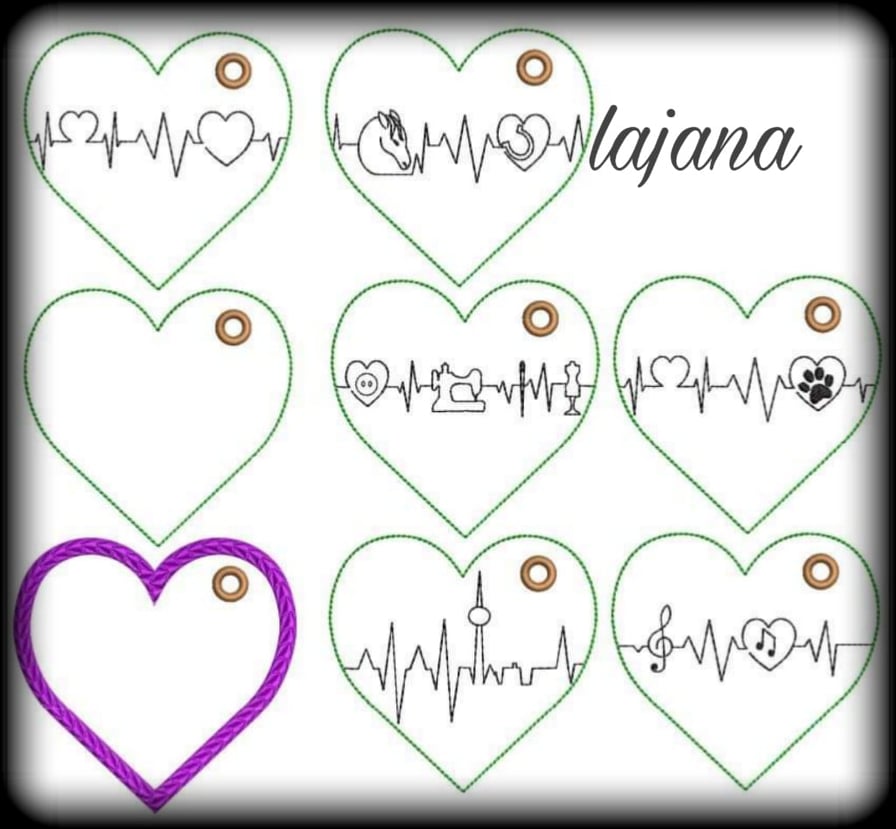 ITH Stickdatei Herzanhänger Set von stiXXie by lajana