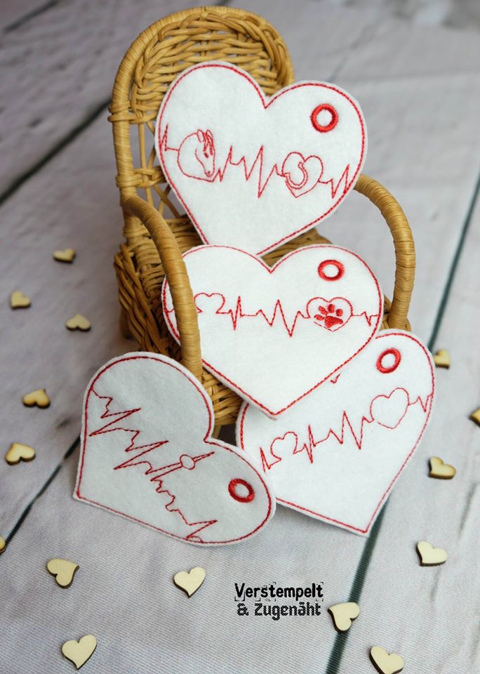 ITH Stickdatei Herzanhänger Set von stiXXie by lajana