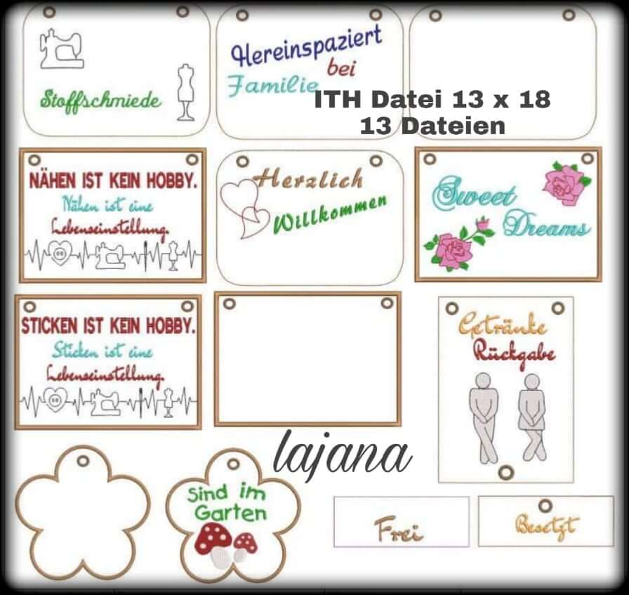 ITH Stickdatei Türschilder Mega Set von stiXXie by lajana