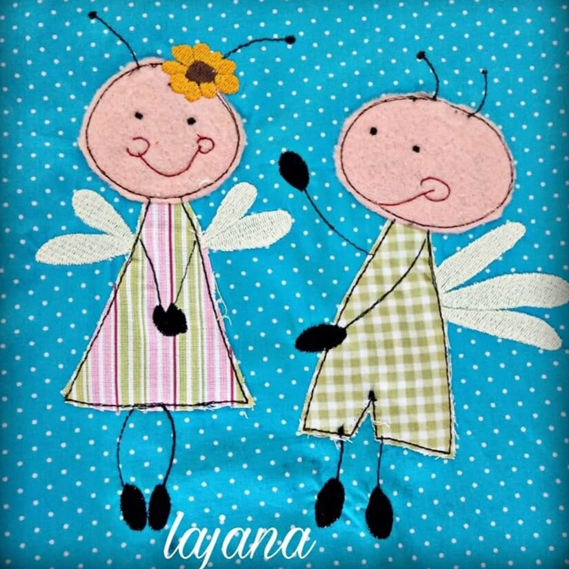 Stickdatei Doodle Applikation Pippa und Pepe von stiXXie by lajana