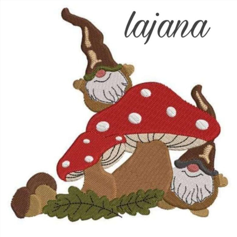 Stickdatei Pilze mit Wichtel von stiXXie by lajana