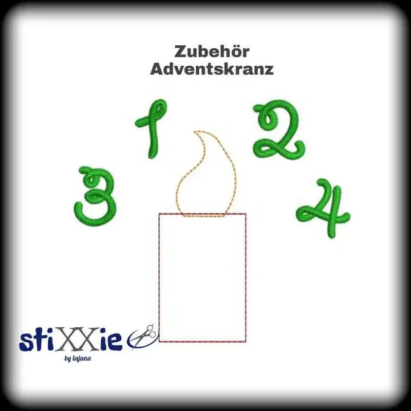 ITH Stickdatei Adventsgesteck 15-Teilig von stiXXie by lajana