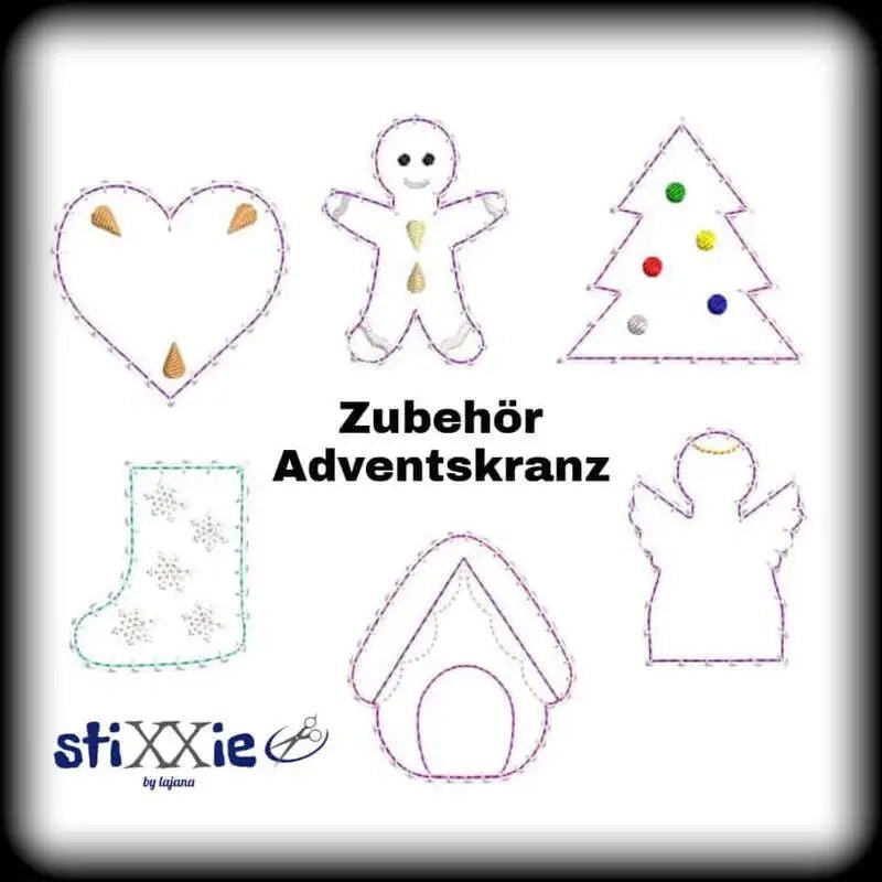 ITH Stickdatei Adventsgesteck 15-Teilig von stiXXie by lajana