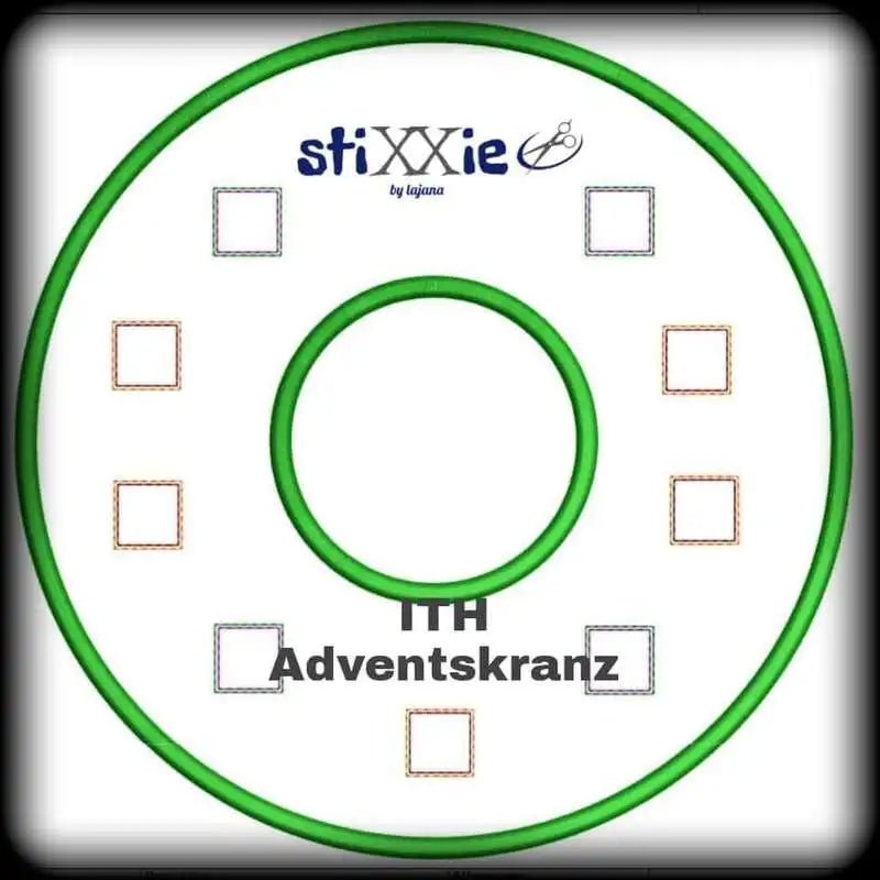 ITH Stickdatei Adventskranz 15-Teilig von stiXXie by lajana