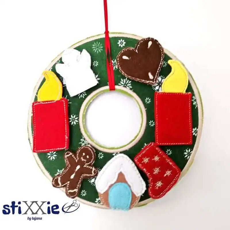 ITH Stickdatei Adventskranz 15-Teilig von stiXXie by lajana