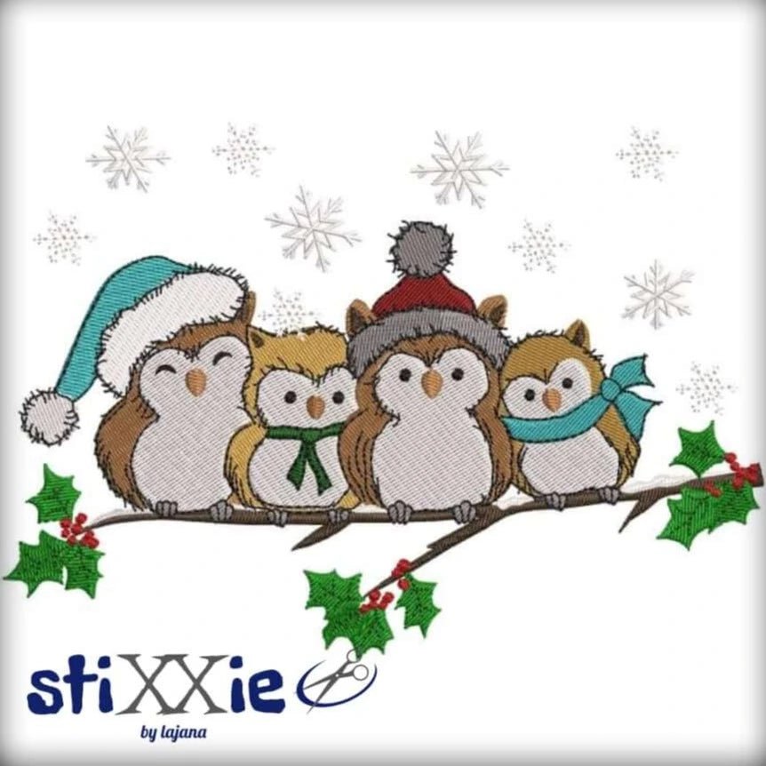Stickdatei Eule Wintereulen von stiXXie by lajana