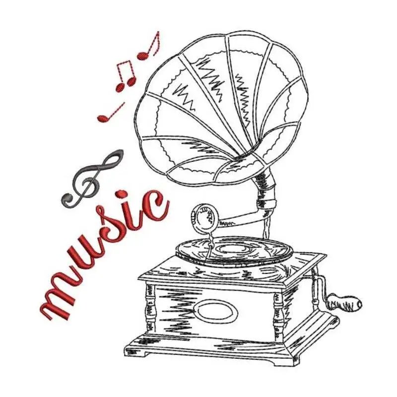 Stickdatei Grammophon Vintage von stiXXie by lajana