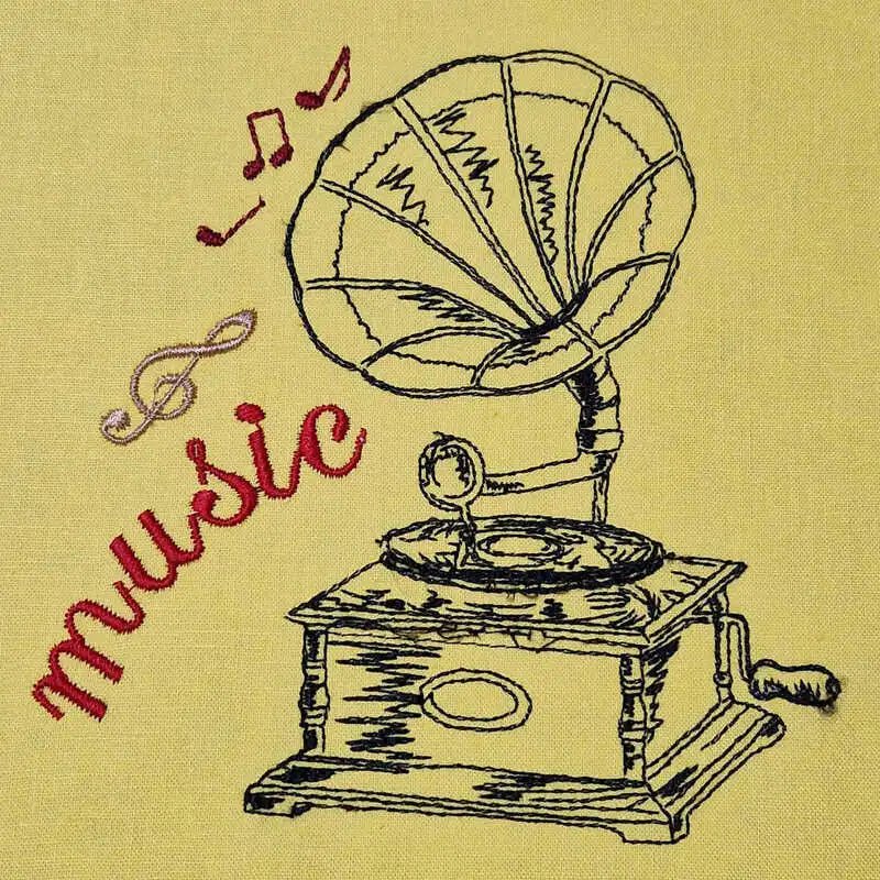 Stickdatei Grammophon Vintage von stiXXie by lajana