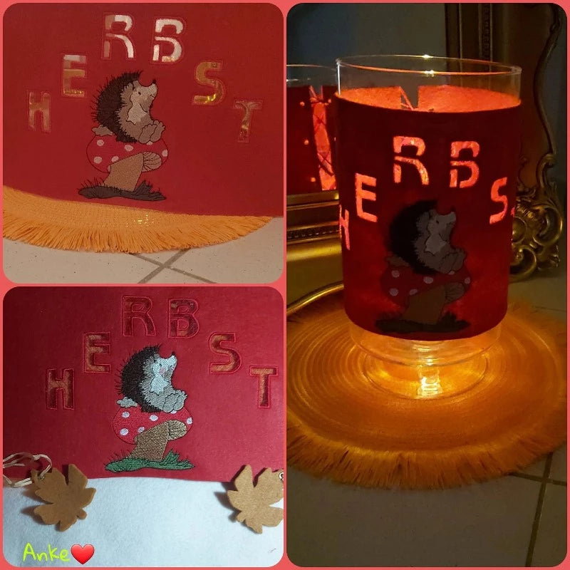 Stickdatei Igel Herbstdekoration von stiXXie by lajana