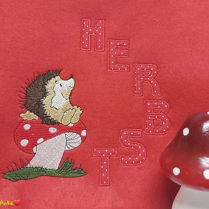 Stickdatei Igel Herbstdekoration von stiXXie by lajana