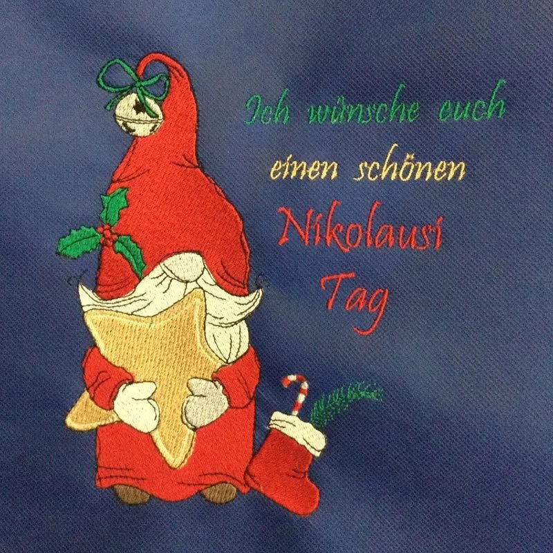 Stickdatei Nikolaus Wichtel mit Spruch von stiXXie by lajana