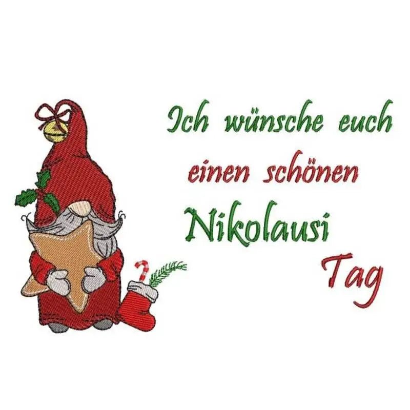 Stickdatei Nikolaus Wichtel mit Spruch von stiXXie by lajana