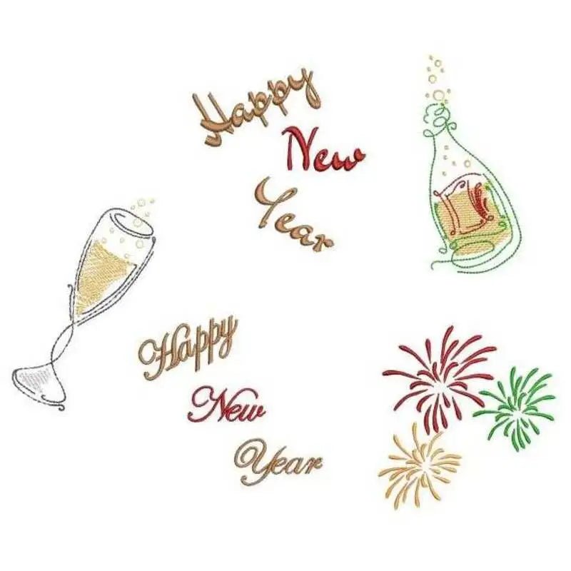 Stickdatei Silvester Set 6-teilig von stiXXie by lajana