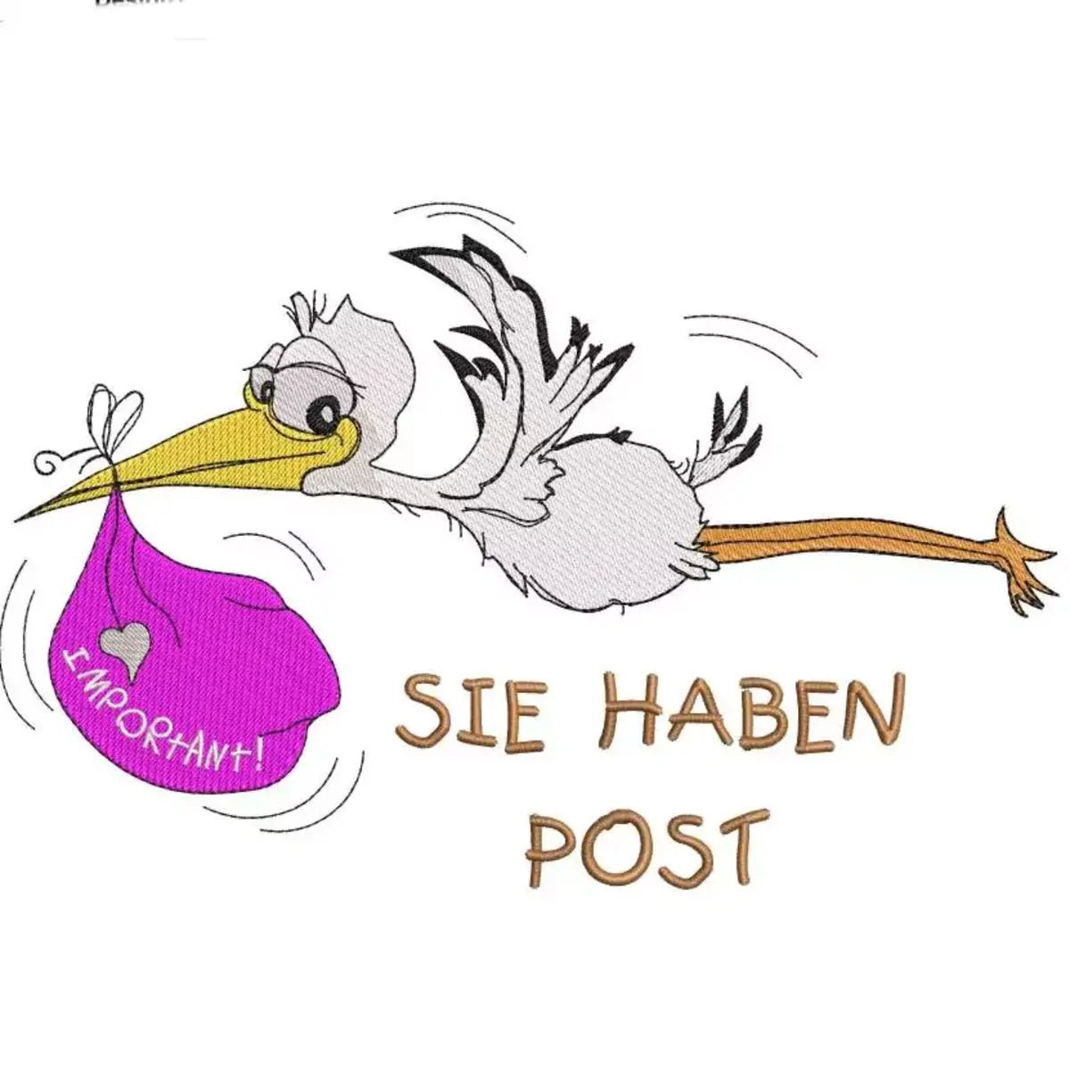 Stickdatei Storch-Post mit Spruch von stiXXie by lajana
