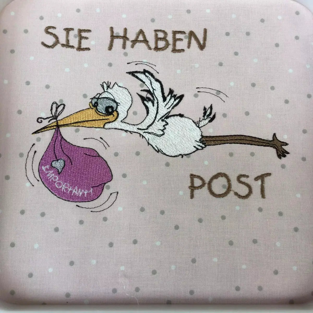 Stickdatei Storch-Post mit Spruch von stiXXie by lajana