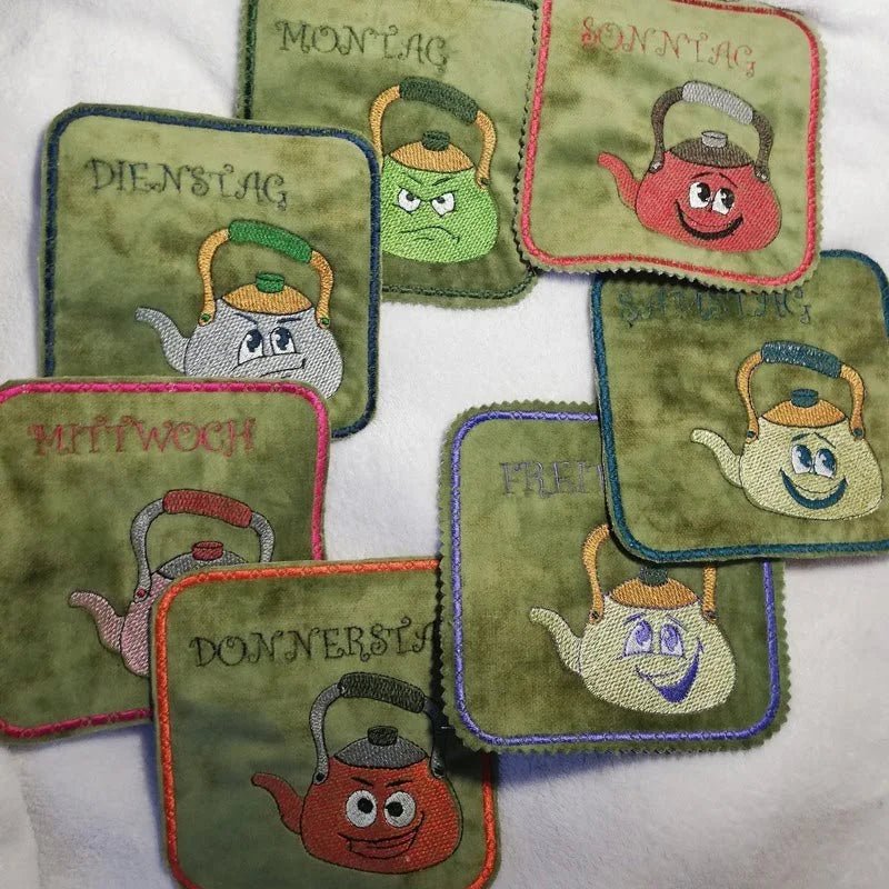 Stickdatei Wasserkessel Wochentage von stiXXie by lajana