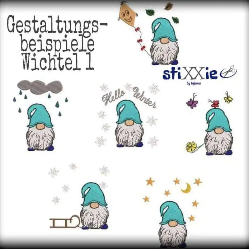 Stickdatei Wichtel Baukasten Set DoodleAppli von stiXXie by lajana