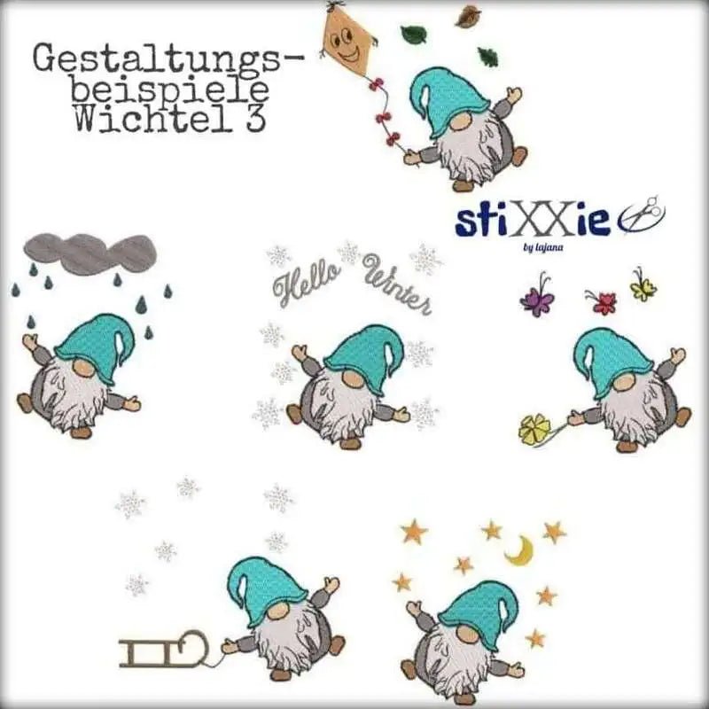 Stickdatei Wichtel Baukasten Set DoodleAppli von stiXXie by lajana
