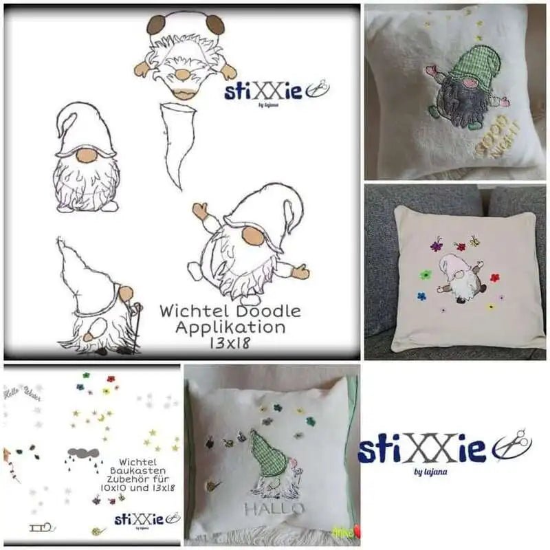 Stickdatei Wichtel Baukasten Set DoodleAppli von stiXXie by lajana