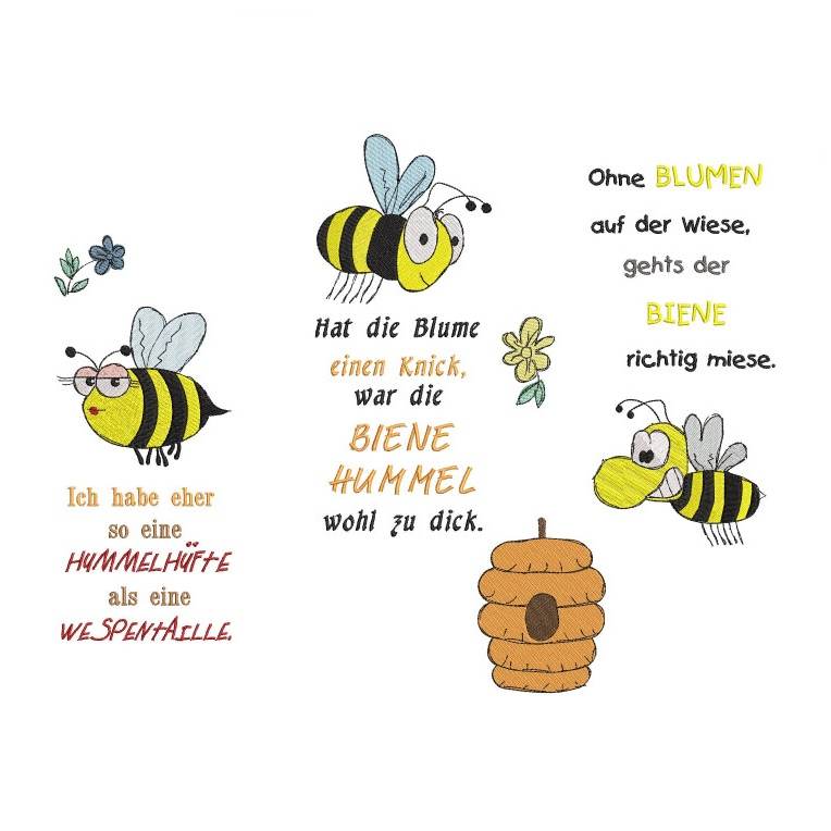 Stickdatei Hummel und Bienchen mit Sprüchen von stiXXie by lajana