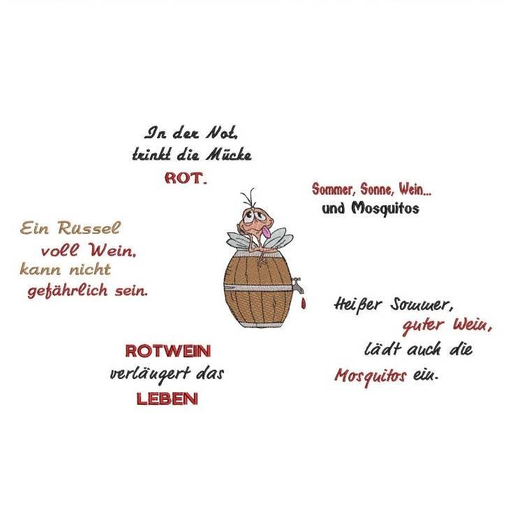 Stickdatei Mücke Mosquito mit Sprüchen von stiXXie by lajana